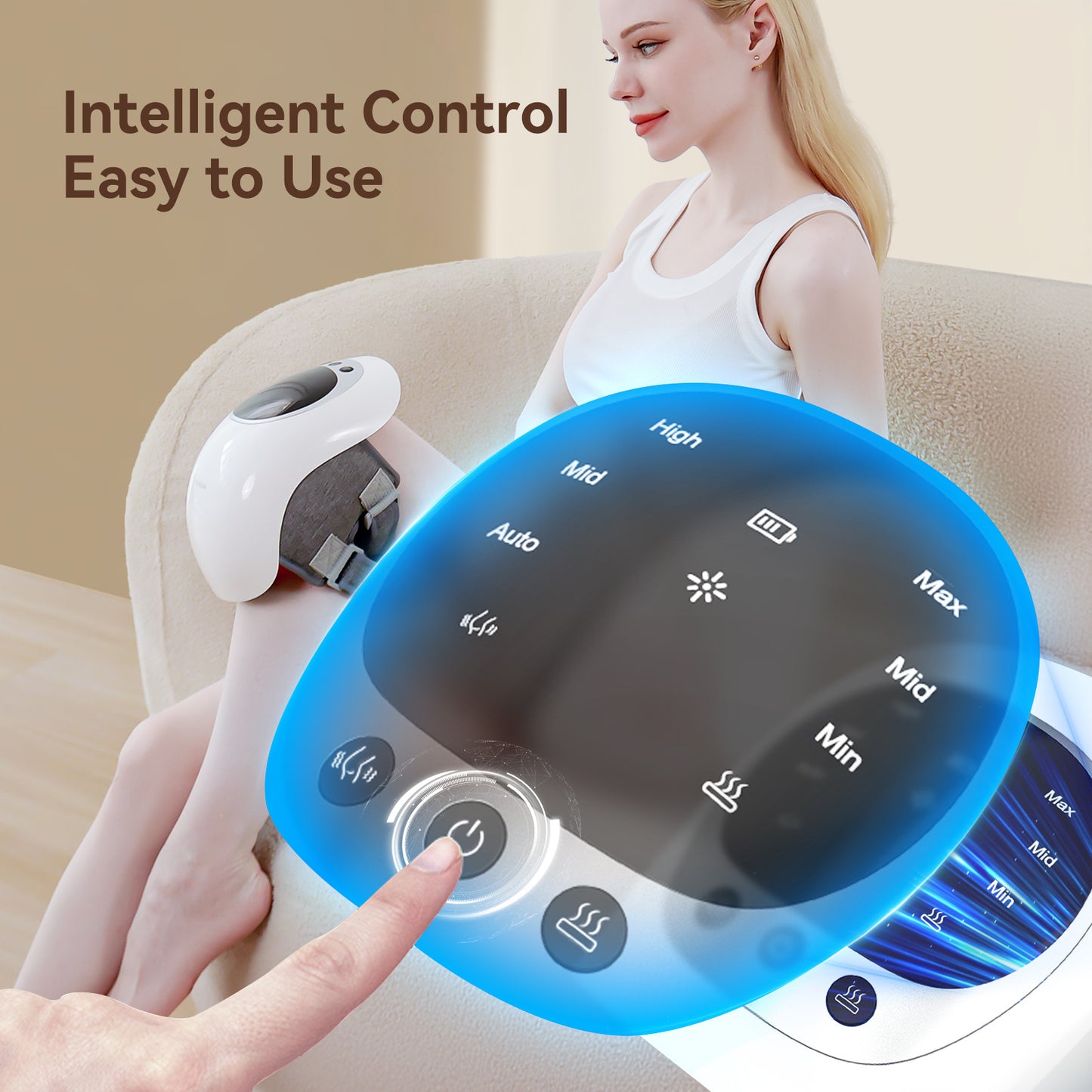 BuzzNest Wireless Knee Massager with Heat, Vibration & LED Touch Control