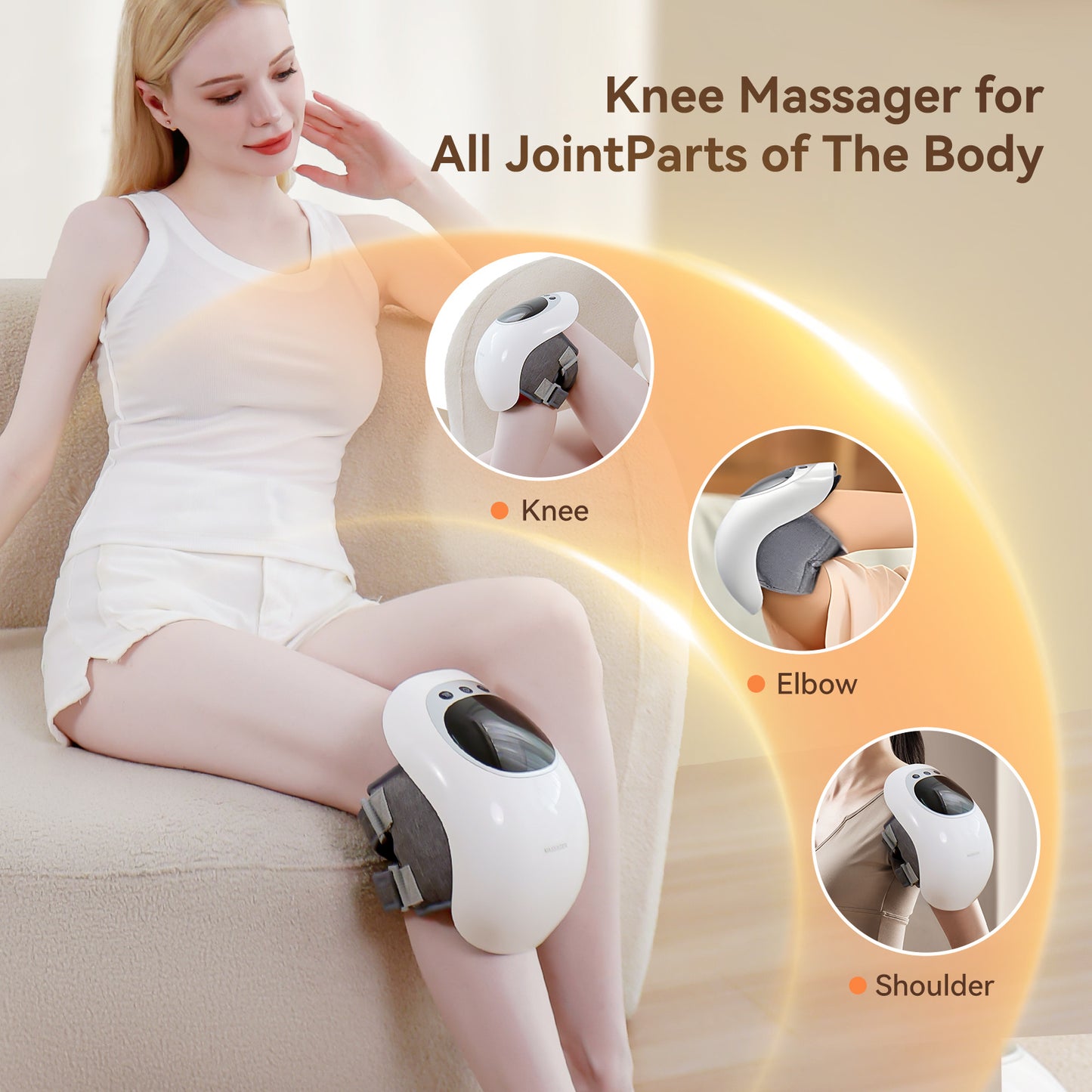 BuzzNest Wireless Knee Massager with Heat, Vibration & LED Touch Control