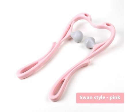 BuzzNest 6-Roller Manual Neck Massager with Natural Jade Scraping Board