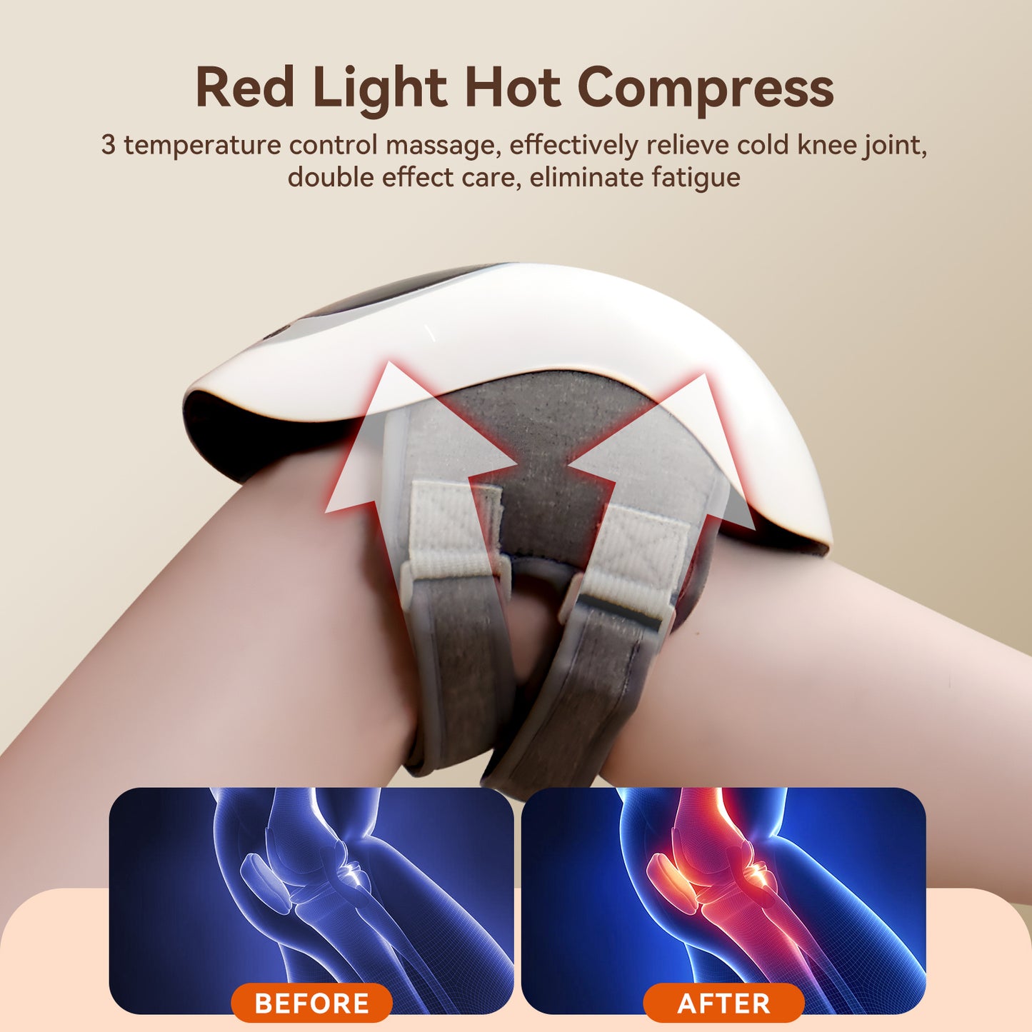 BuzzNest Wireless Knee Massager with Heat, Vibration & LED Touch Control