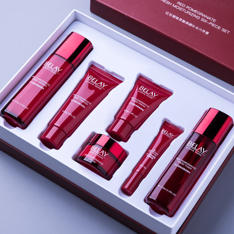 BuzzNest Pomegranate 6-Piece Skincare Set | Hydrating & Brightening Facial Care